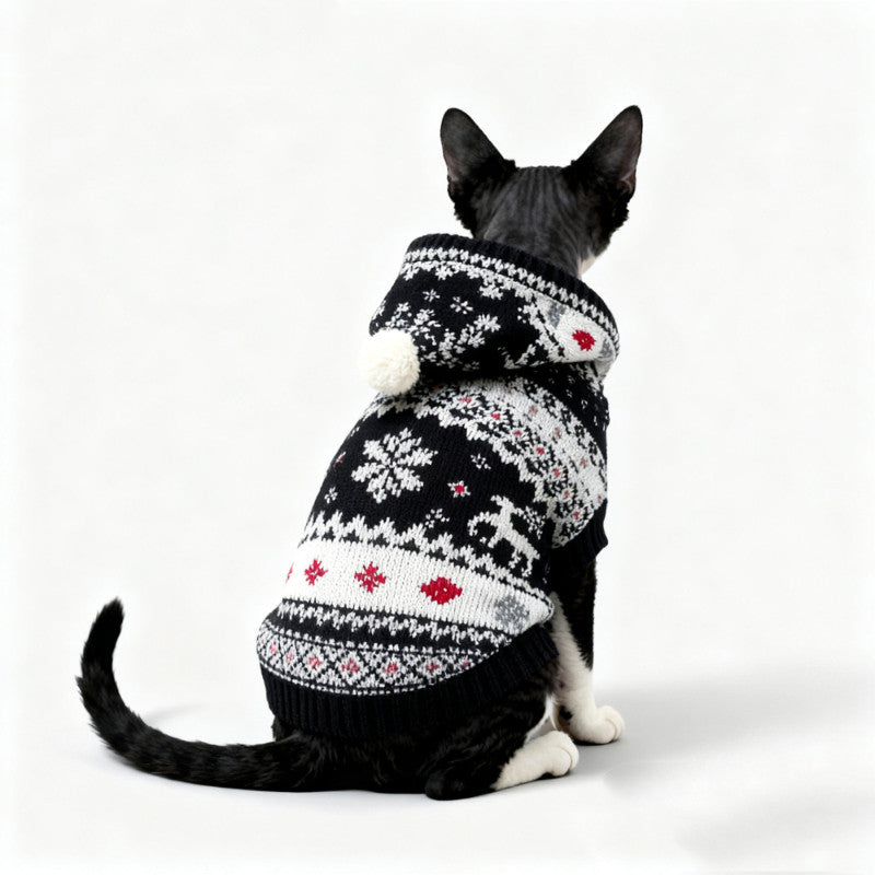 HKM-7328317 Christmas Hooded Sweater for Warm Autumn and Winter Wear for Devon Siamese and Abyssinian Cats