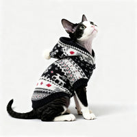 HKM-7328317 Christmas Hooded Sweater for Warm Autumn and Winter Wear for Devon Siamese and Abyssinian Cats