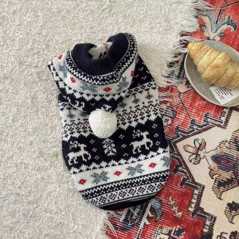 HKM-7328317 Christmas Hooded Sweater for Warm Autumn and Winter Wear for Devon Siamese and Abyssinian Cats