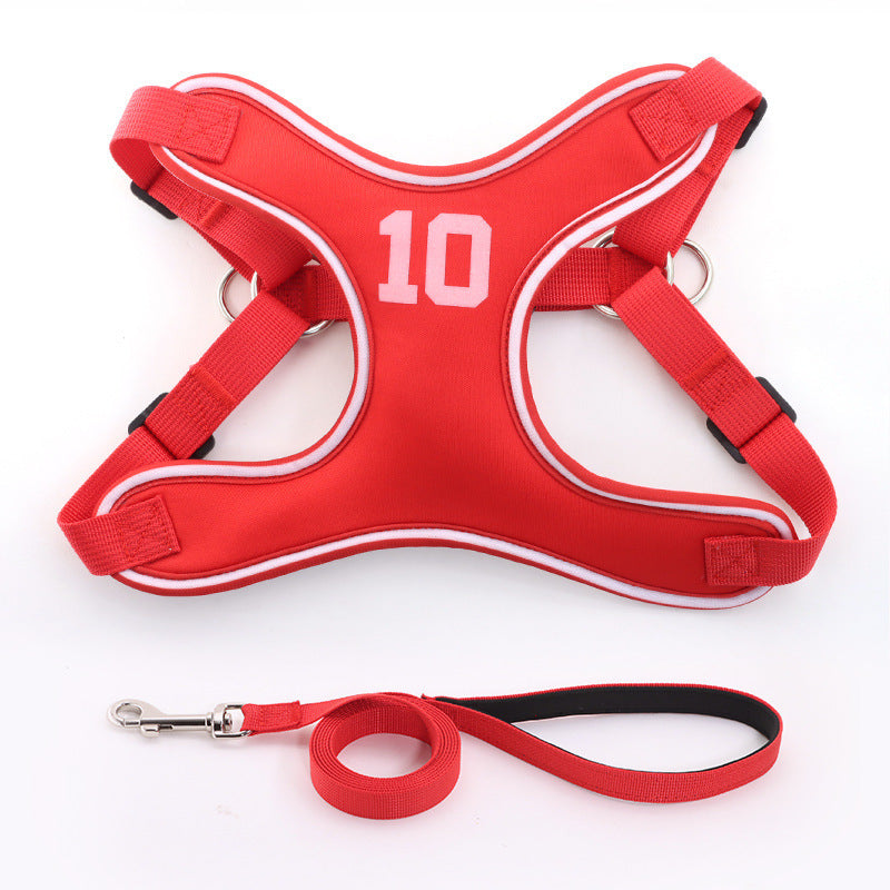 HKM-7328829 Chest Strap Vest for Small and Medium-sized Dogs - Adjustable Polyester Harness with 150cm Leash