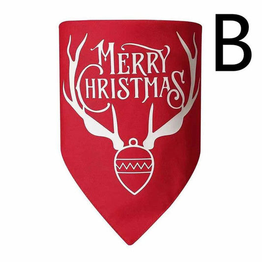 HKM-732947 Christmas Dog Triangle Bandana - Double-layer Polyester in Red and Green, Size L: 70*48*48CM