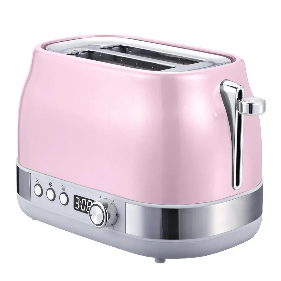 HKM-732947 Pink Mini Hamburger Bun Toaster with LCD Display for Fast Food Preparation