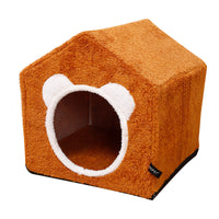 HKM-7329597 Winter Four Seasons Cat Enclosed House Villa - Removable & Washable in Brown or Gray, Medium Size