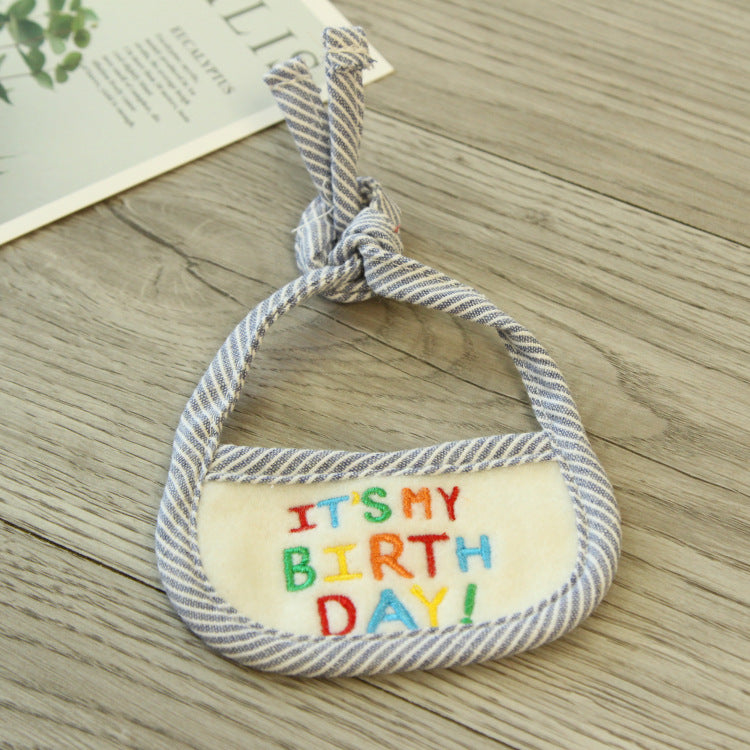 HKM-7330109 Hand-Woven Birthday Bib for Cats and Dogs in Pink and Blue - Non-Woven Fabric, Available in Small and Large