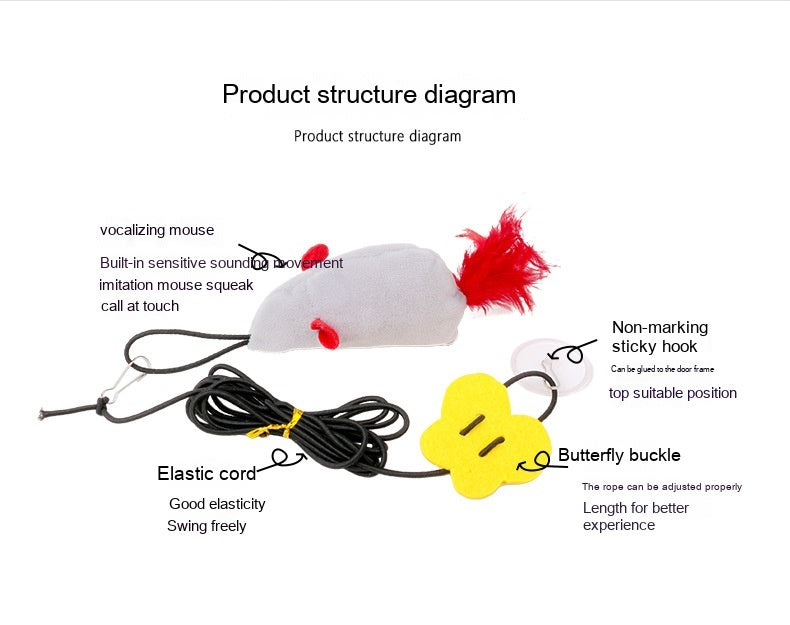 HKM-7330365 Plush Sounding Mouse Pet Toy for Cats – Interactive Fun and Playful Design