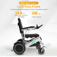 HKM-733075 Lightweight Portable Electric Foldable Wheelchair with Remote Control - Aluminum Frame, 200 kg Capacity