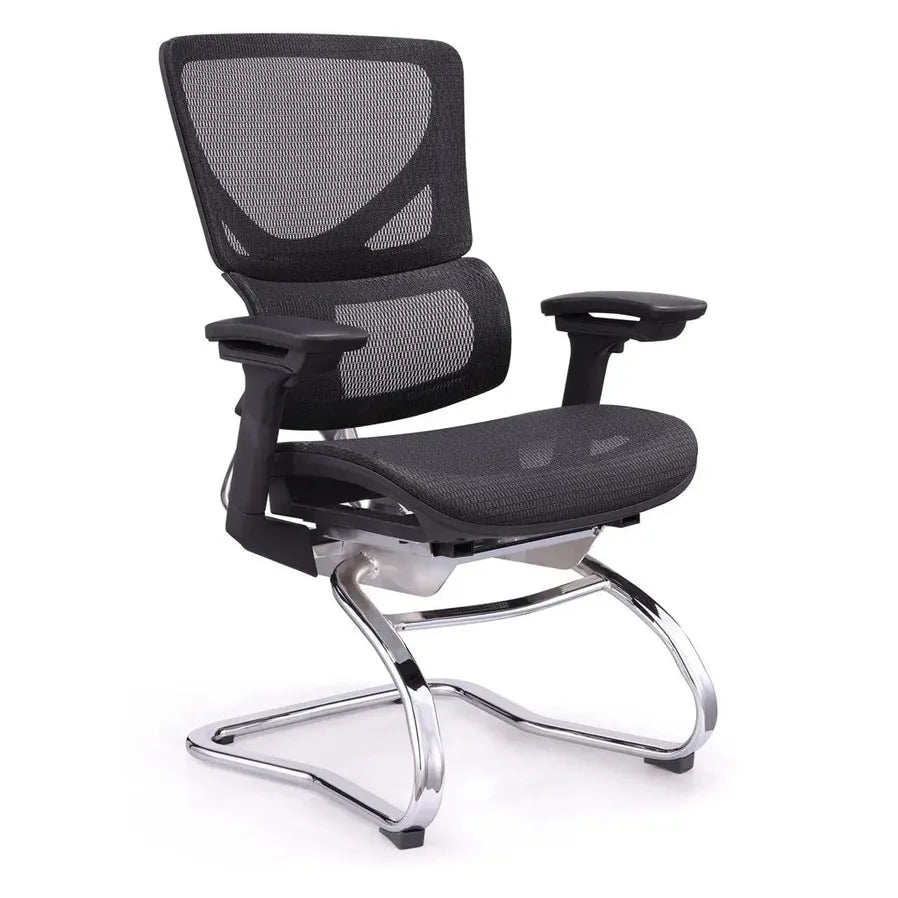 HKM-733139 Mid-Back Mesh Office Visitor Chair with Metal Bow Leg Base for Training Rooms