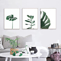 HKM-733203 Tropical Green Leaves Canvas Print - Modern Nordic Style Decorative Artwork