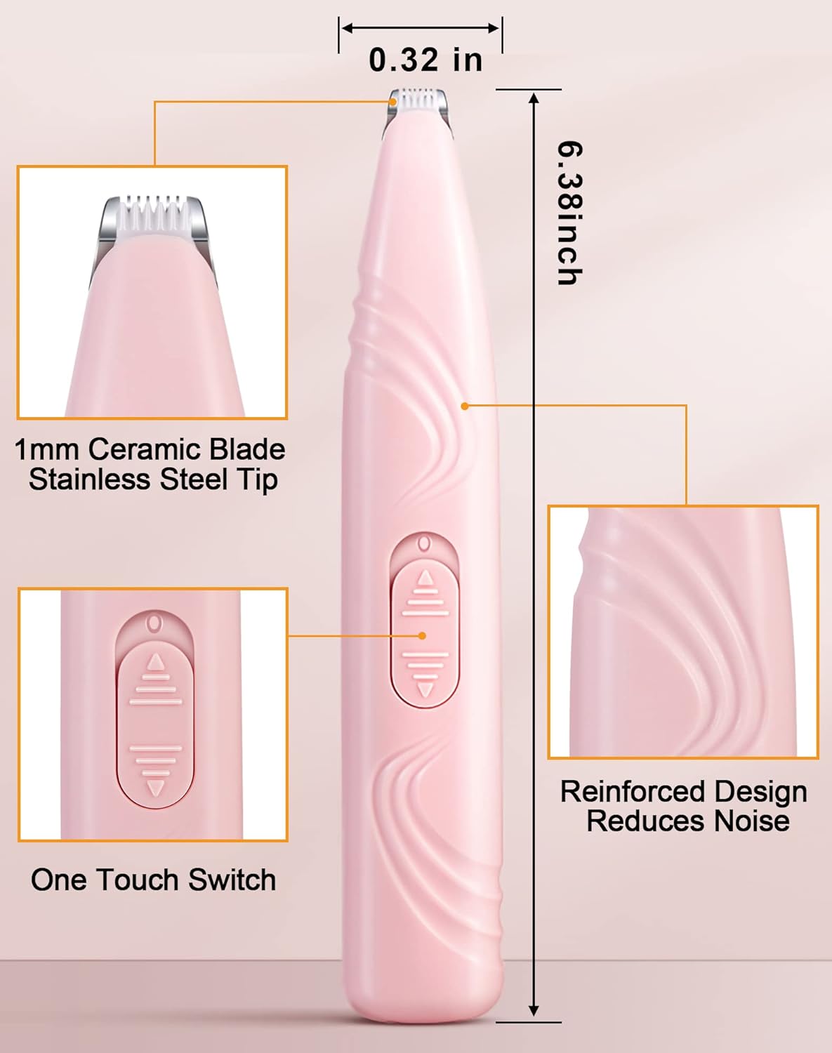 HKM-7332797 Cordless Electric Dog Paw Trimmer for Small Pets - Low Noise Grooming Clippers for Face, Eyes, Ears, and Rump