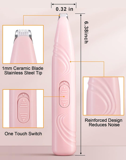HKM-7332797 Cordless Electric Dog Paw Trimmer for Small Pets - Low Noise Grooming Clippers for Face, Eyes, Ears, and Rump