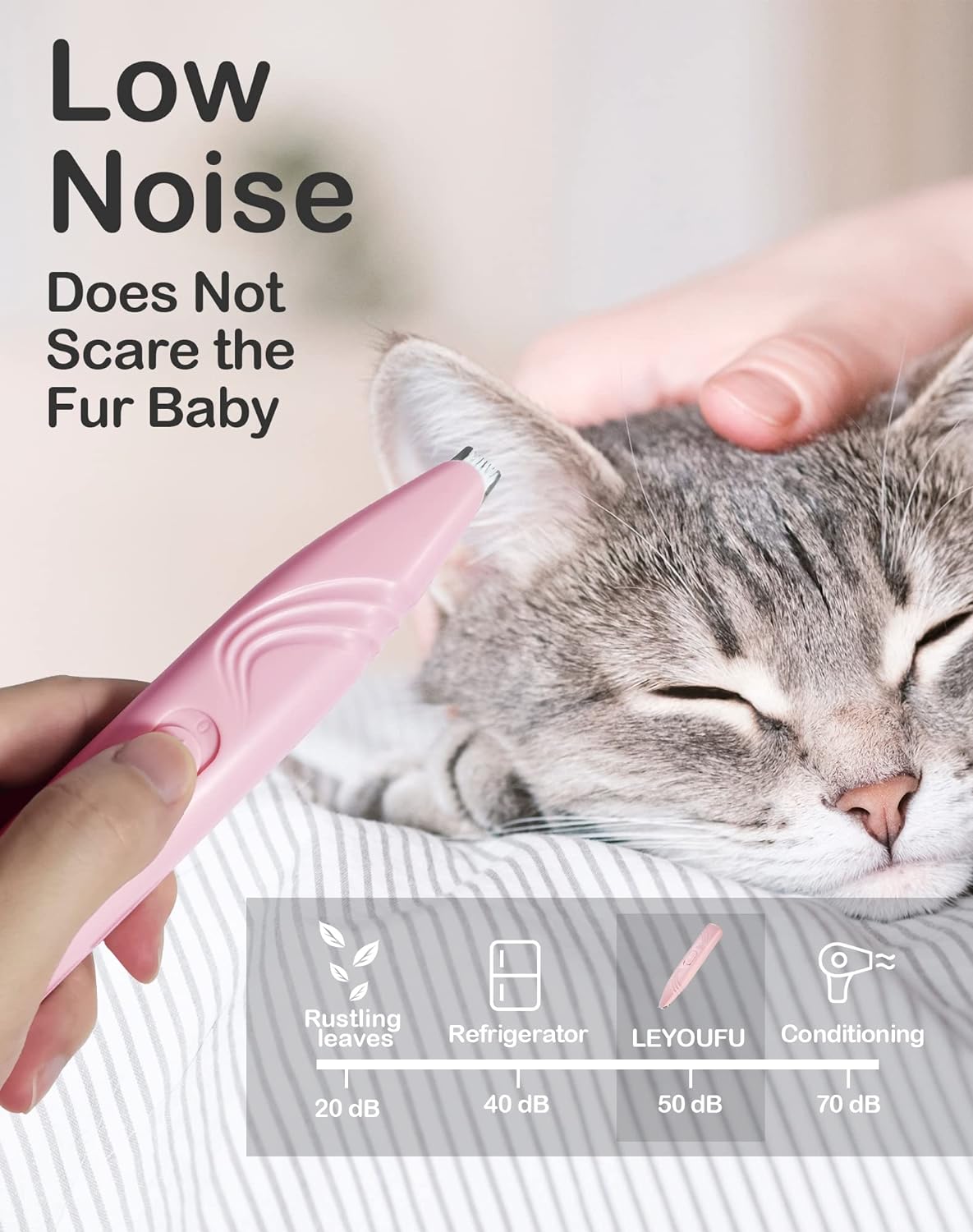 HKM-7332797 Cordless Electric Dog Paw Trimmer for Small Pets - Low Noise Grooming Clippers for Face, Eyes, Ears, and Rump