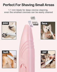 HKM-7332797 Cordless Electric Dog Paw Trimmer for Small Pets - Low Noise Grooming Clippers for Face, Eyes, Ears, and Rump