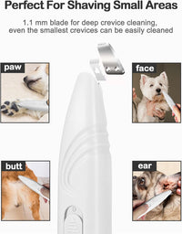 HKM-7332797 Cordless Electric Dog Paw Trimmer for Small Pets - Low Noise Grooming Clippers for Face, Eyes, Ears, and Rump