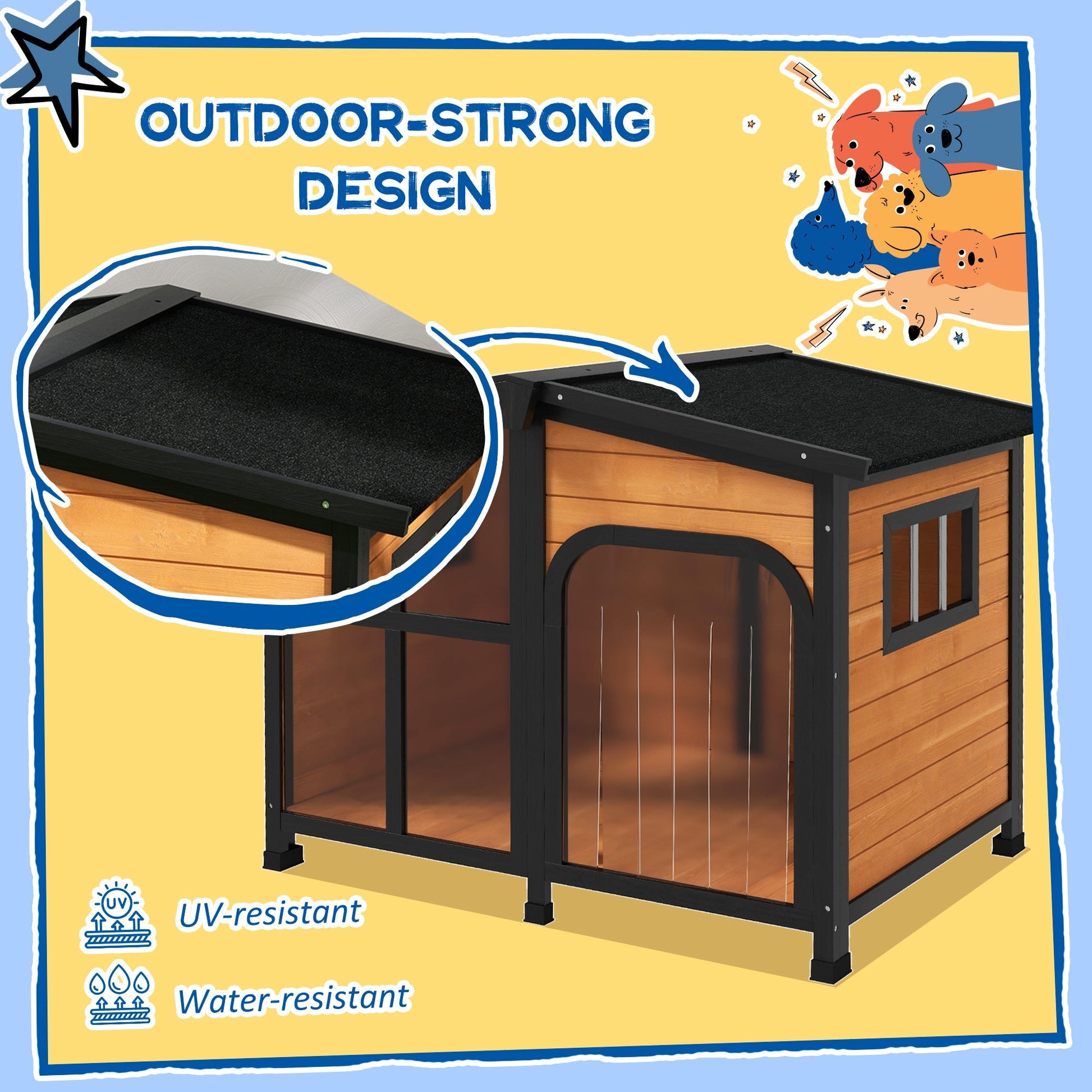HKM-7333181 Large Dog House with Openable Roof and Giant Window – Weatherproof Design for Outdoor Use