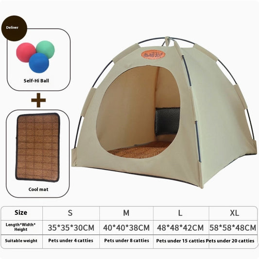 HKM-7334333 Four Seasons Removable and Washable Semi-enclosed Cat Tent with Self-Play Balls - Multiple Colors and Sizes Available