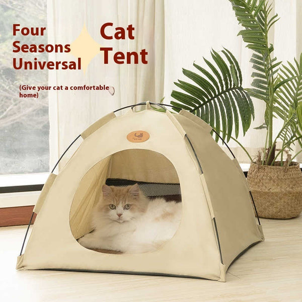 HKM-7334333 Four Seasons Removable and Washable Semi-enclosed Cat Tent with Self-Play Balls - Multiple Colors and Sizes Available