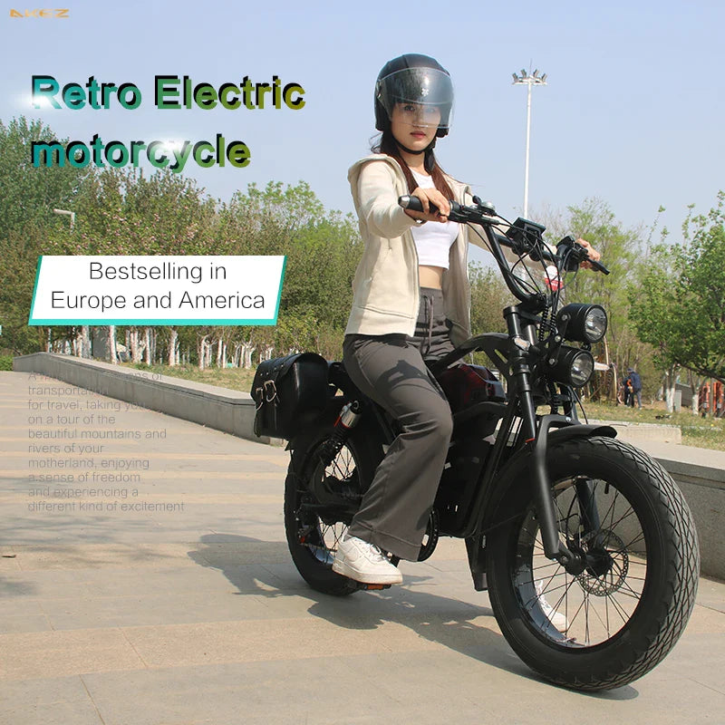 HKM-733523 Akez Long-Range 48V 1500W Brushless Motor Electric Fat Tire Bike with Dual Suspension