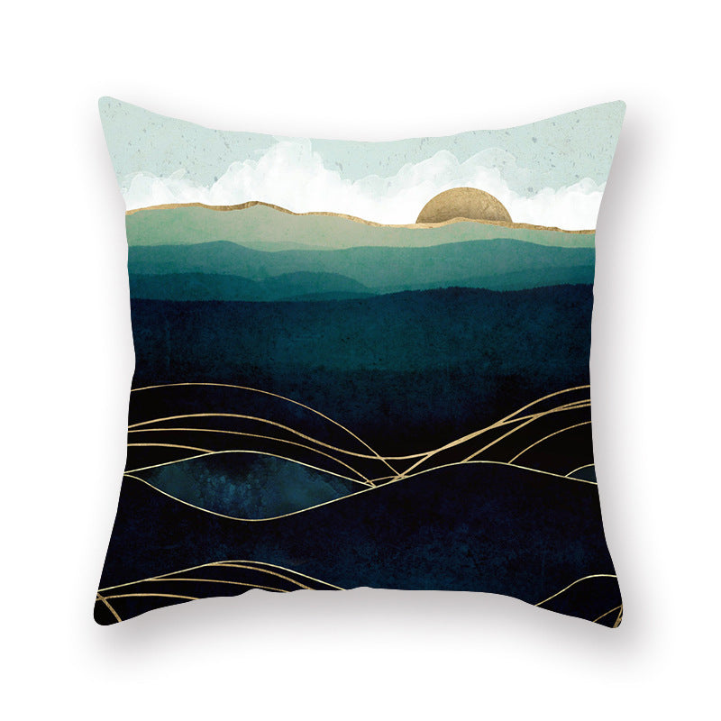 HKM-733587 Super Soft Peach Skin Pillowcase in Modern Landscape Design, 45x45 cm, 100% Polyester