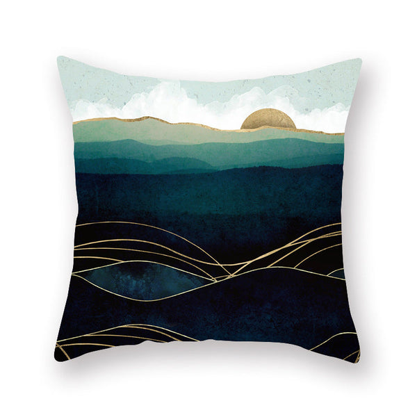 HKM-733587 Super Soft Peach Skin Pillowcase in Modern Landscape Design, 45x45 cm, 100% Polyester