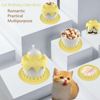 HKM-7336765 Cat Birthday Celebration Set with Cake-Shaped Slow Feeder Bowl, Food Can Cover & Spoon