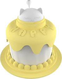HKM-7336765 Cat Birthday Celebration Set with Cake-Shaped Slow Feeder Bowl, Food Can Cover & Spoon