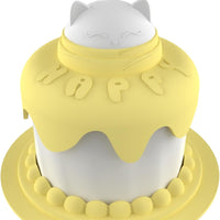 HKM-7336765 Cat Birthday Celebration Set with Cake-Shaped Slow Feeder Bowl, Food Can Cover & Spoon