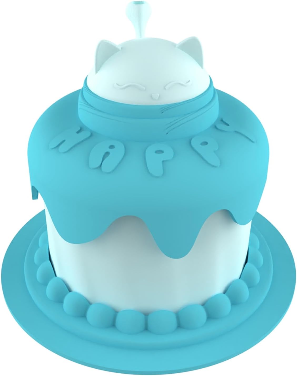 HKM-7336765 Cat Birthday Celebration Set with Cake-Shaped Slow Feeder Bowl, Food Can Cover & Spoon