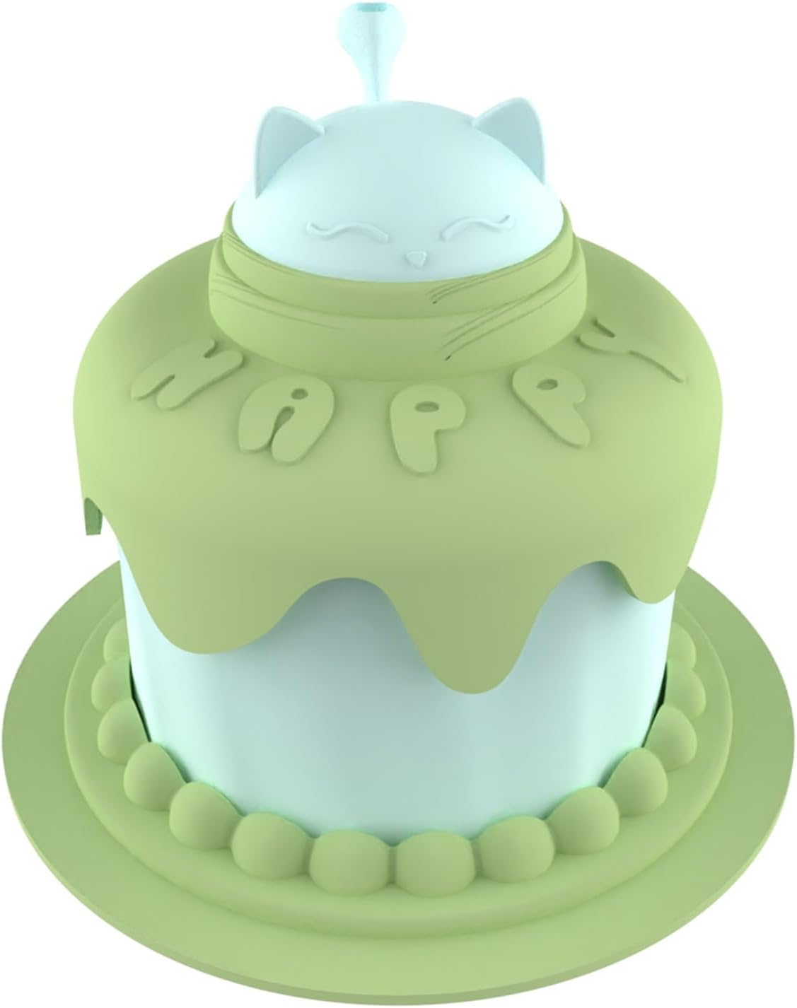 HKM-7336765 Cat Birthday Celebration Set with Cake-Shaped Slow Feeder Bowl, Food Can Cover & Spoon