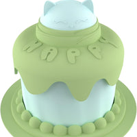HKM-7336765 Cat Birthday Celebration Set with Cake-Shaped Slow Feeder Bowl, Food Can Cover & Spoon
