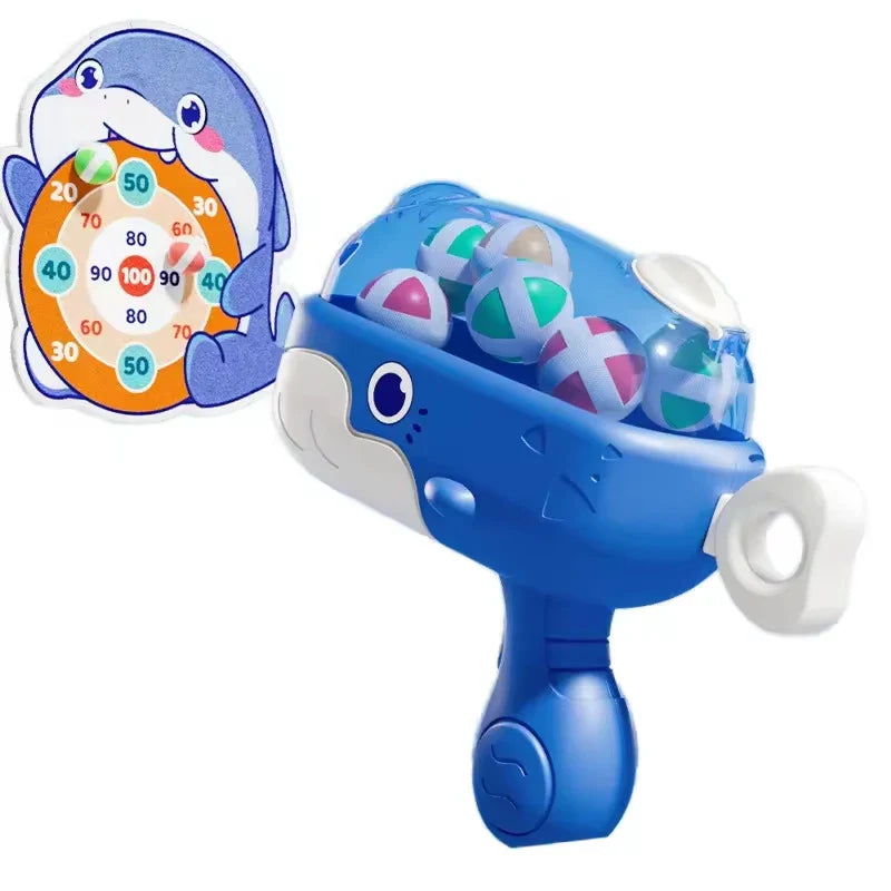HKM-733779 Soft Bullet Whale Ball Launcher for Children - Safe Plastic Toy for Ages 5 and Up
