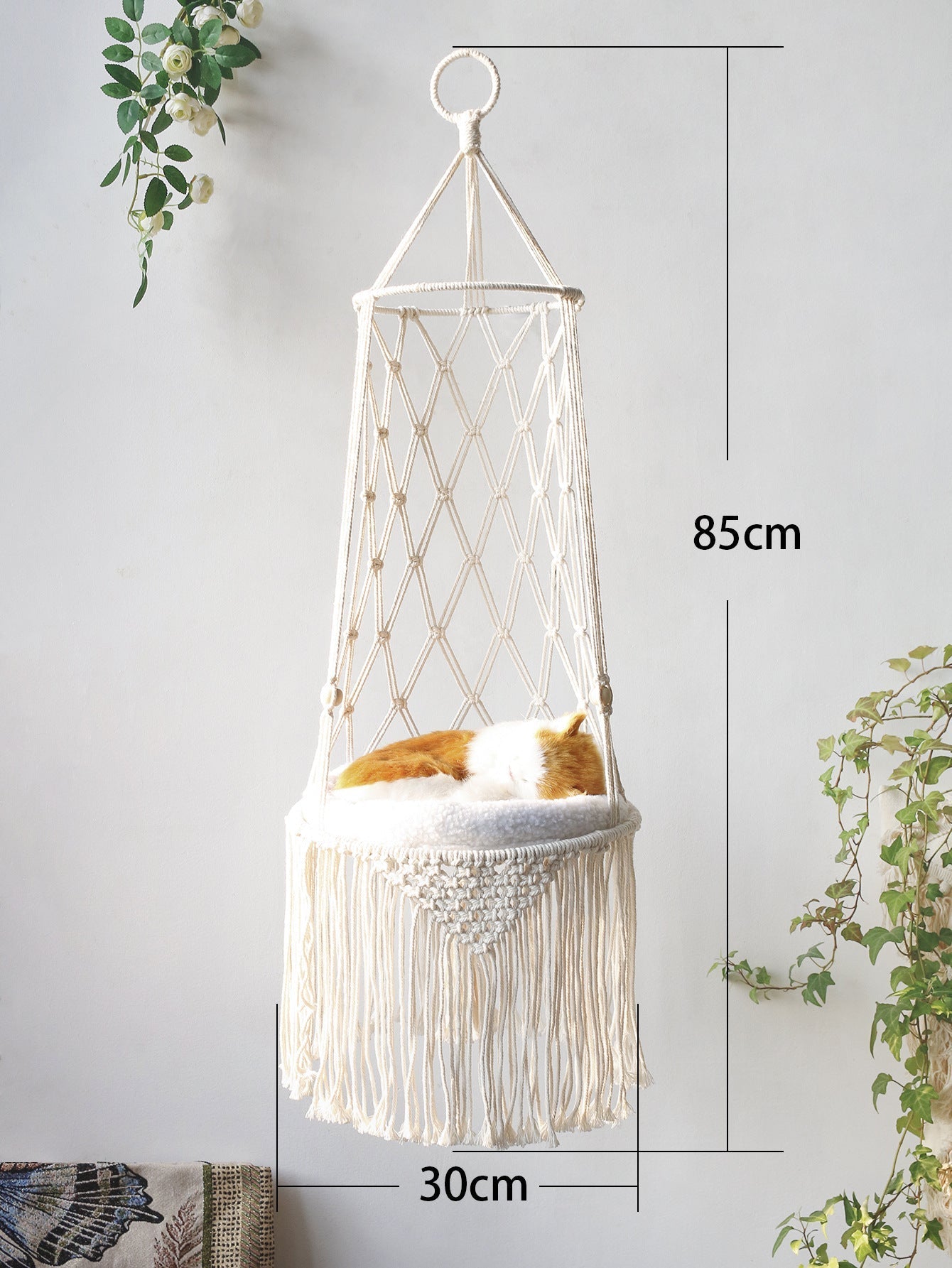 HKM-7339325 Woven Cotton Rope Hanging Cat Litter Basket with Various Sizes and Styles
