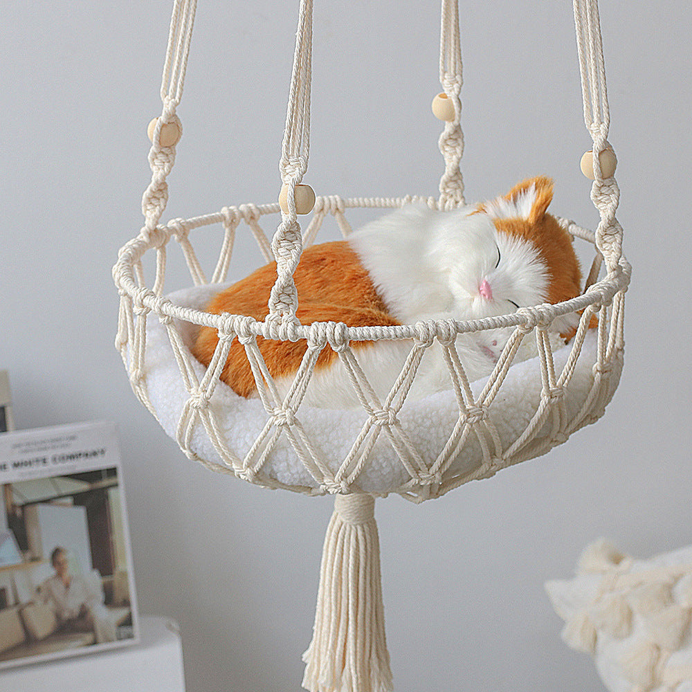 HKM-7339325 Woven Cotton Rope Hanging Cat Litter Basket with Various Sizes and Styles