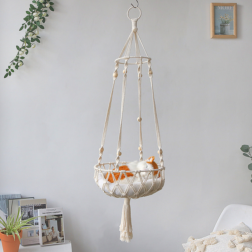 HKM-7339325 Woven Cotton Rope Hanging Cat Litter Basket with Various Sizes and Styles