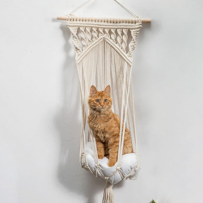 HKM-7339325 Woven Cotton Rope Hanging Cat Litter Basket with Various Sizes and Styles