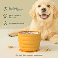 HKM-7340093 Non-Slip Silicone Slow Feed Pet Bowls in Yellow and Green - Available in Small and Large Sizes