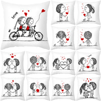 HKM-734035 Valentine's Day Modern Peach Skin Throw Pillow Cover - 45x45cm, Soft & Comfortable