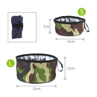 HKM-7341117 Portable Folding Dog Food Bowl in Oxford Cloth ¨C Camouflage Green, Dark Blue, Pink, Sizes Available