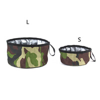 HKM-7341117 Portable Folding Dog Food Bowl in Oxford Cloth ¨C Camouflage Green, Dark Blue, Pink, Sizes Available