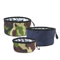 HKM-7341117 Portable Folding Dog Food Bowl in Oxford Cloth ¨C Camouflage Green, Dark Blue, Pink, Sizes Available