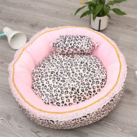 HKM-734163 Princess Style Pink Leopard Pattern Dog and Cat House - Square and Round Options
