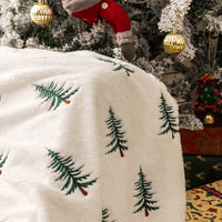 HKM-7341885 Christmas Tree Embroidered Plush Throw Blanket for Sofa, Available in Two Sizes