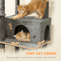 HKM-7344317 Multi-Level Cat Tree with Condos, Hammocks, and Scratching Posts - 80" Tall Dark Gray Cat Tower
