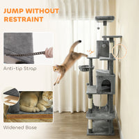 HKM-7344317 Multi-Level Cat Tree with Condos, Hammocks, and Scratching Posts - 80" Tall Dark Gray Cat Tower