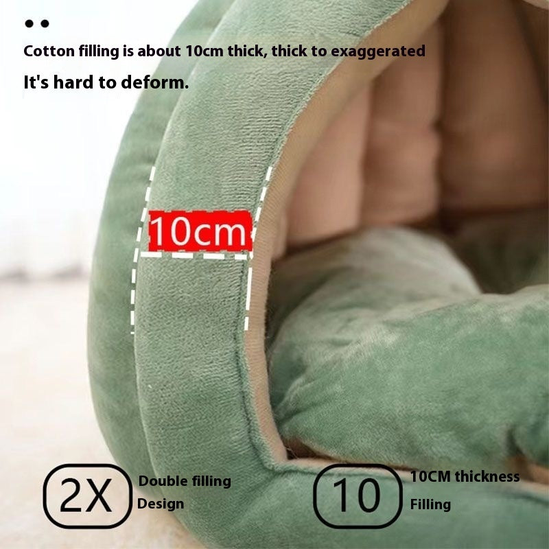 HKM-7345085 Cozy Leaf-Shaped Semi-Enclosed Removable Pet Bed for All Seasons