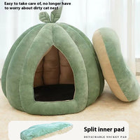 HKM-7345085 Cozy Leaf-Shaped Semi-Enclosed Removable Pet Bed for All Seasons