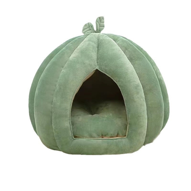 HKM-7345085 Cozy Leaf-Shaped Semi-Enclosed Removable Pet Bed for All Seasons