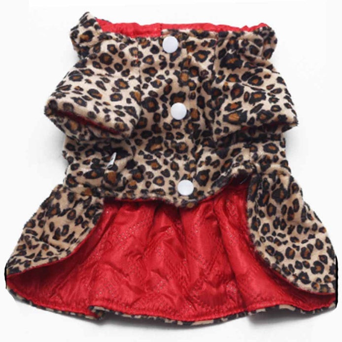 HKM-7345469 Leopard Print Double-Sided Dress for Pets - Warm Cotton Skirt in Various Sizes
