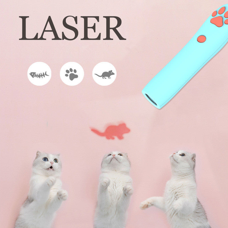 HKM-7345853 Interactive LED Laser Cat Toy with 3 Projection Patterns in Purple and Blue