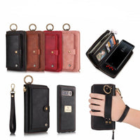 HKM-734611 Multi-Function Zipper Wallet Phone Case for Galaxy Note8 - Imitation Leather in Black, Brown, Red, Rose Gold