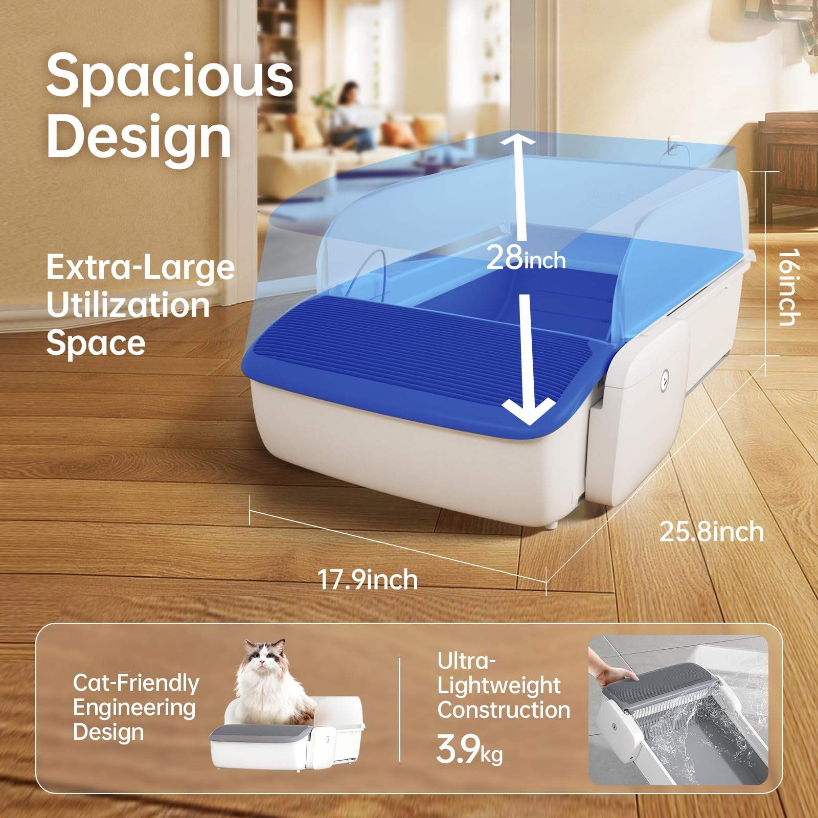 HKM-7346493 Self-Cleaning Automatic Cat Litter Box with Smart Features for Easy Waste Management